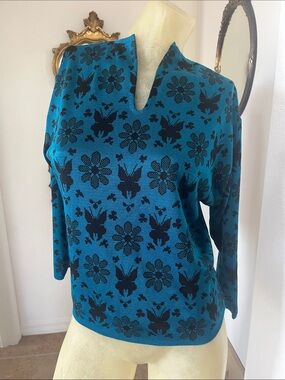 Rare Vintage 70s Dralon Ultrapan Butterfly Daisy Sweater